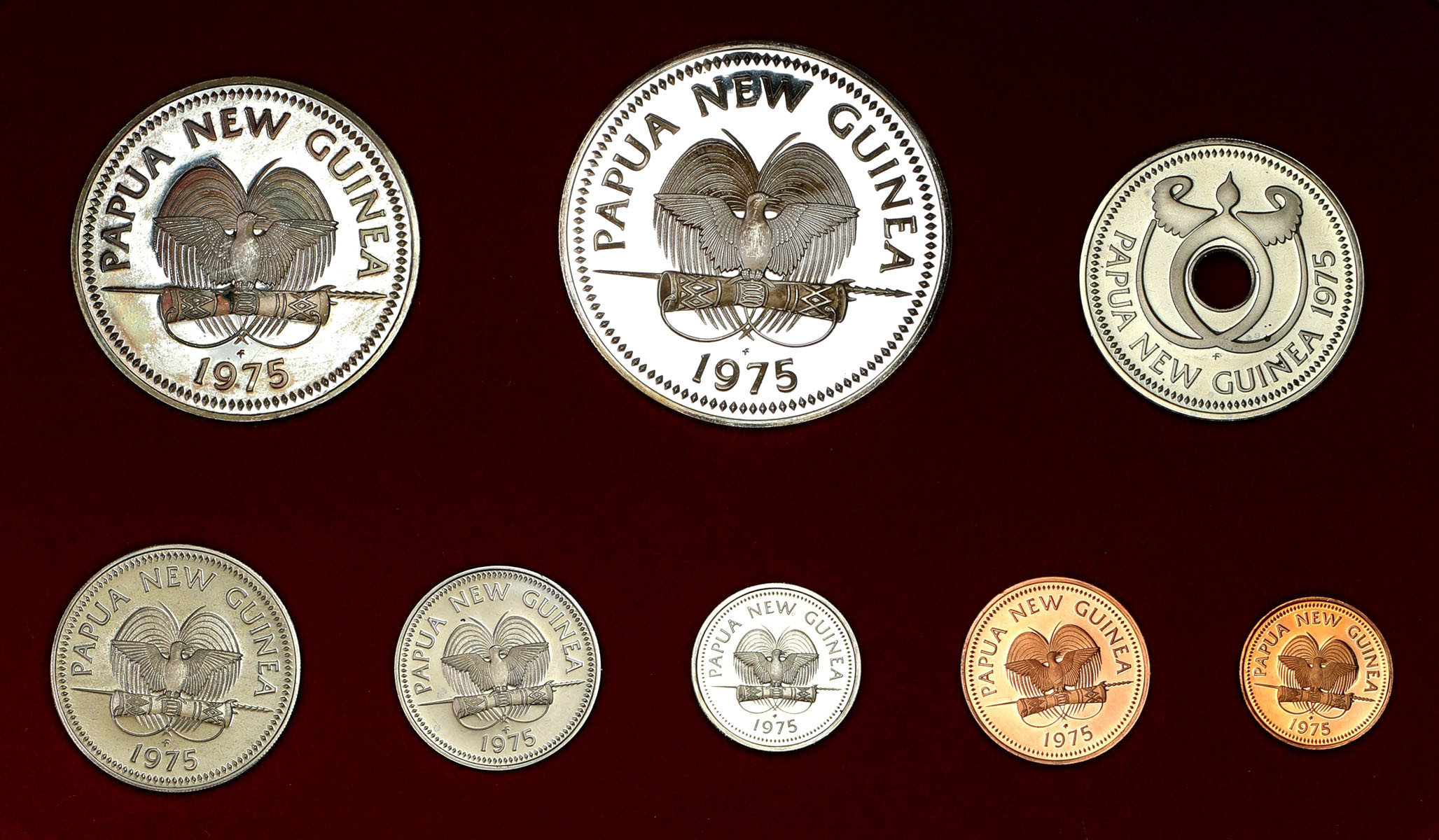 Papua Nowa Gwinea. Zestaw rocznikowy 1975, 6 sztuk - Bird of Paradise Proof
